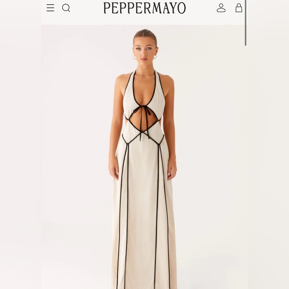 Peppermayo Cream Maxi Dress with Black Trim